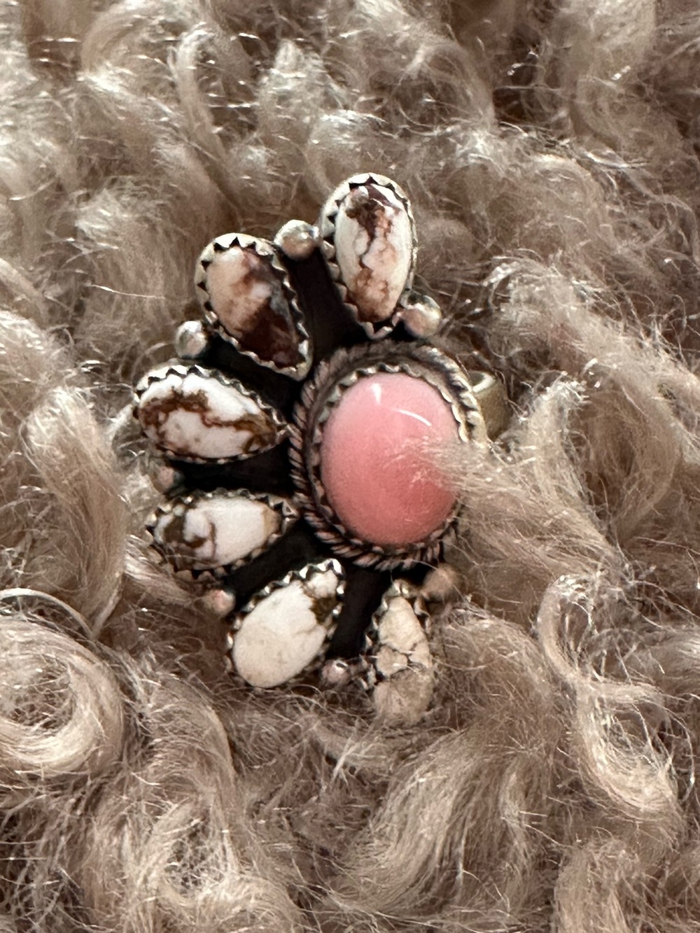 Wild Horse with Pink Conch ring